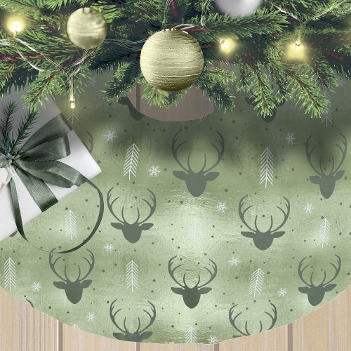 Deer Antlers Arrows Christmas Pattern Green ID861 Brushed Polyester Tree Skirt