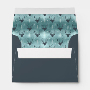 Deer Antlers Arrows Christmas Pattern Teal ID861 Envelope