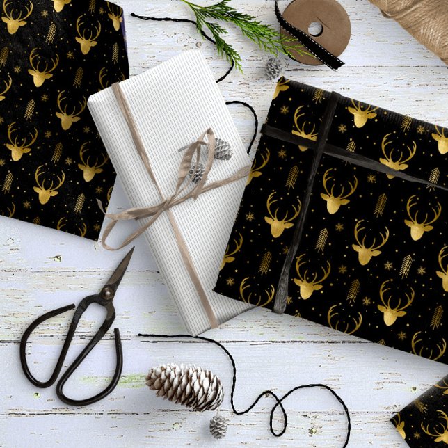 Deer Antlers Arrows Christmas Pattern V2 Gld ID861 Wrapping Paper (Creator Uploaded)