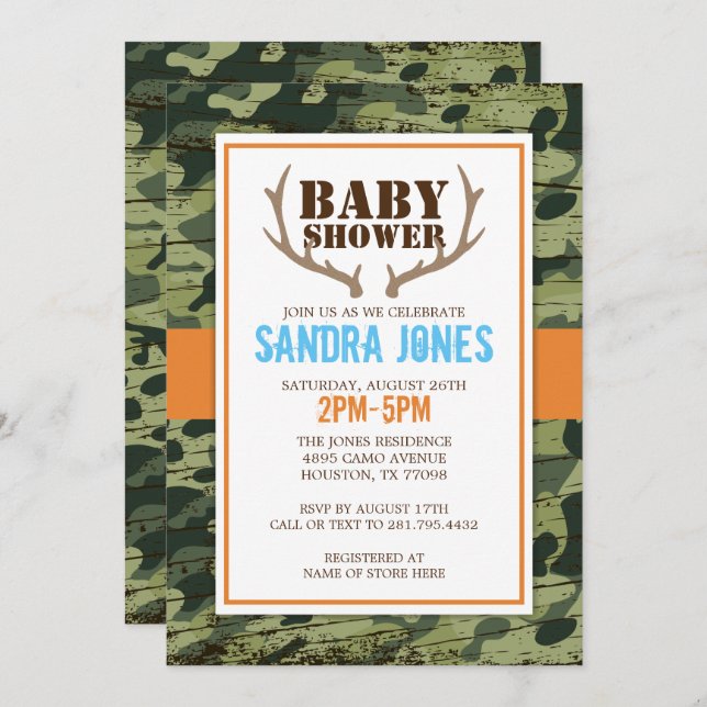 Deer Antlers Baby Shower Invitation (Front/Back)