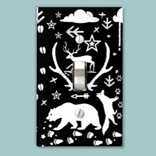 Deer Antlers Bear Fox Rustic Pattern Any Color Light Switch Cover