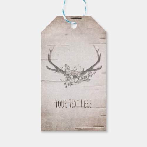 Deer Antlers  Birch Vintage Wedding Favor Gift Tags