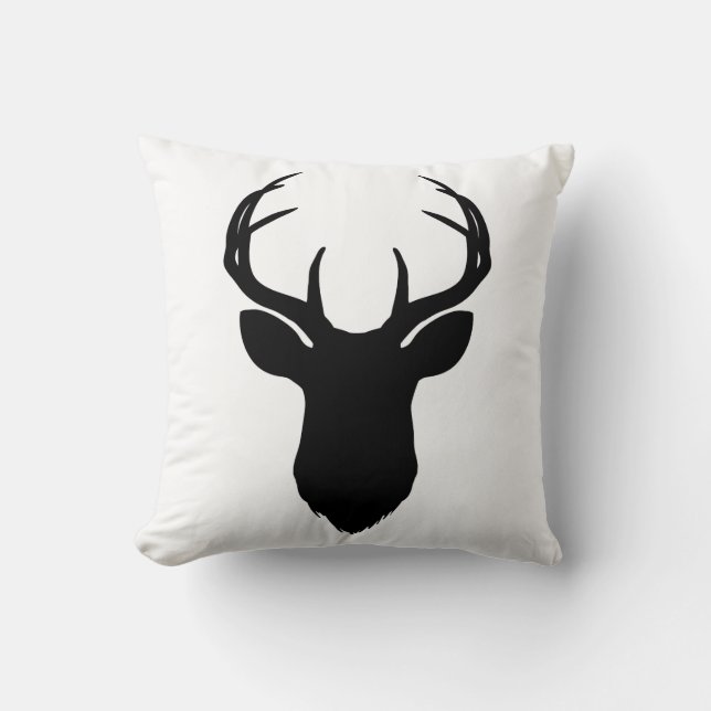 Deer Antlers Buck Rustic Country Farmhouse Minimal Throw Pillow (Front)