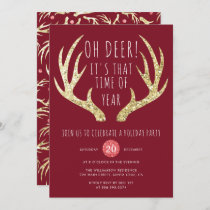 Deer Antlers Christmas Holiday Party Invitation
