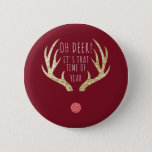 Deer Antlers Christmas Holiday Party Pinback Button at Zazzle