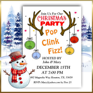 Deer Antlers Christmas Invitation