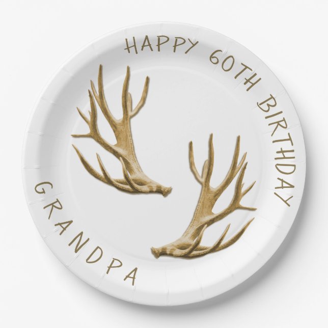 Deer Antlers Hunter Birthday Personalized Plates (Front)