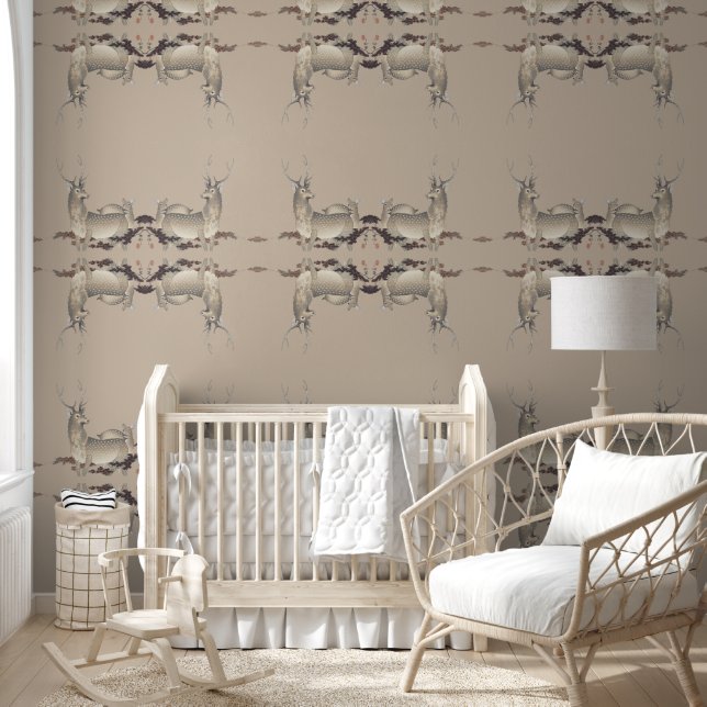 Deer Antlers Nature Beige Wallpaper (Kids)