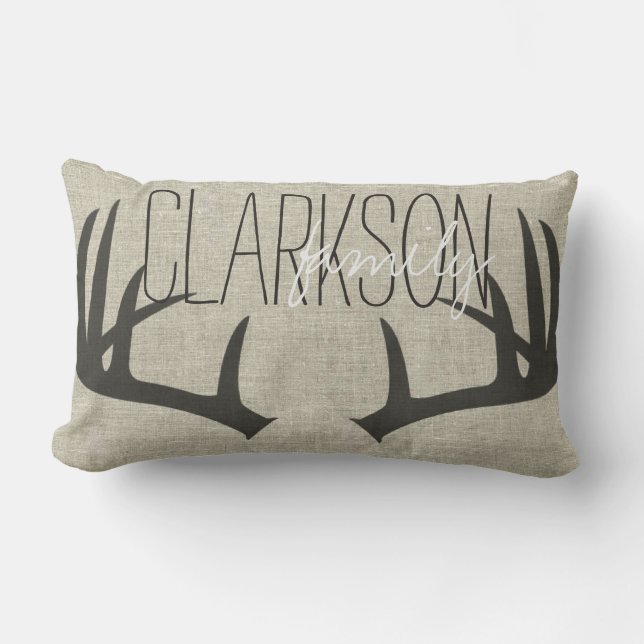 Deer Antlers Personalized Reversible Lumbar Pillow (Front)