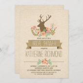 Deer antlers romantic rustic bridal shower invite (Front/Back)