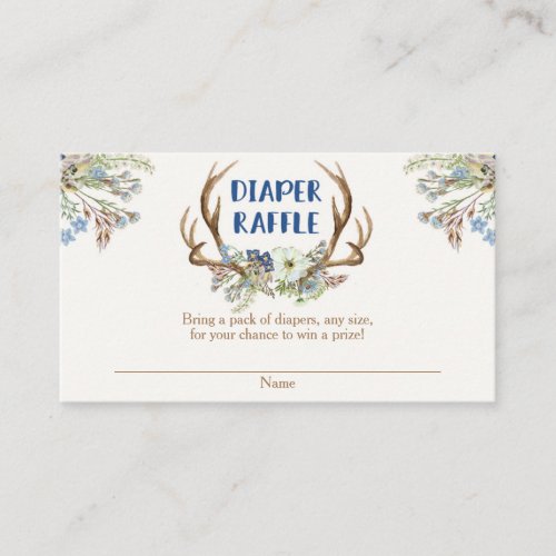 Deer antlers rustic baby shower diaper raffle card