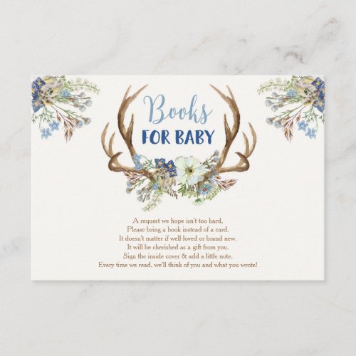 Deer antlers rustic boy baby shower book request enclosure card