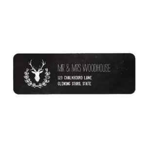 Deer Antlers Rustic Chalkboard Label