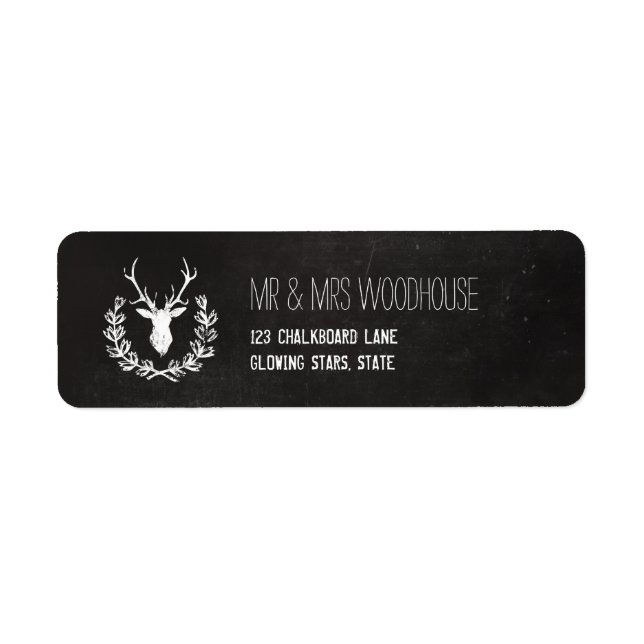 Deer Antlers | Rustic Chalkboard Label (Front)