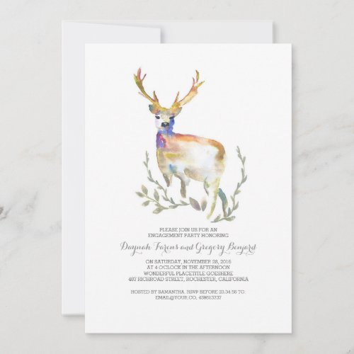 Deer Antlers Rustic Engagement Party Invitation