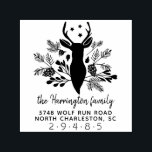 Deer Antlers Rustic Holiday Christmas Address Self-inking Stamp<br><div class="desc">A rustic deer holiday or Christmas address stamp featuring a deer with antlers surrounded by berries,  pine cones,  branches,  and leaves,  sitting above your family name & address. Make your holiday cards stand out by using this fun return address stamp!</div>