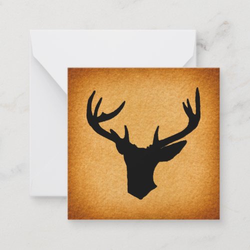 Deer Antlers Silhouette Rustic Vintage Buck Deer Note Card