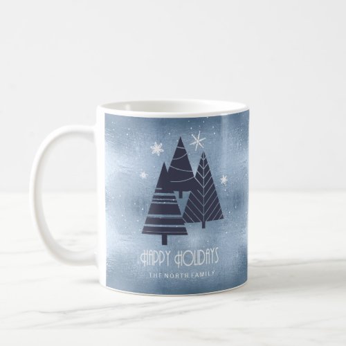 Deer Antlers Silhouette  Snowflakes Blue ID861 Coffee Mug