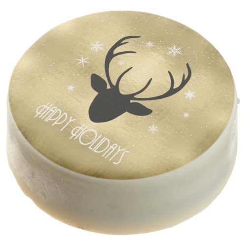 Deer Antlers Silhouette  Snowflakes Gold ID861 Chocolate Covered Oreo