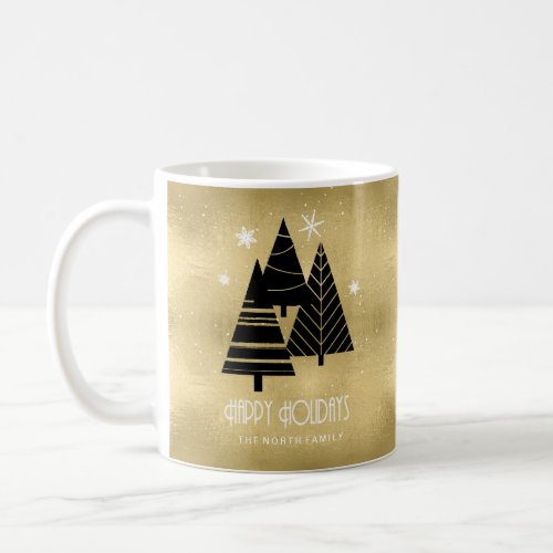 Deer Antlers Silhouette  Snowflakes Gold ID861 Coffee Mug