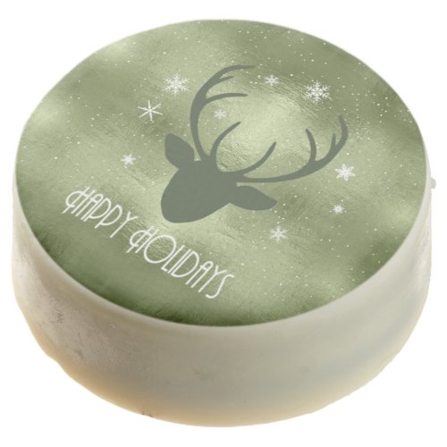 Deer Antlers Silhouette  Snowflakes Green ID861 Chocolate Covered Oreo