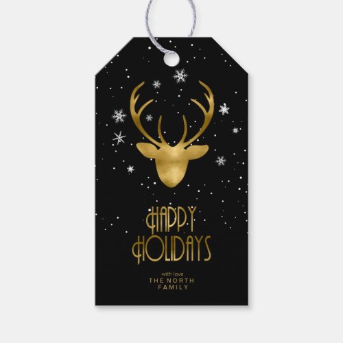 Deer Antlers  Snow Christmas Gold ID861 Gift Tags