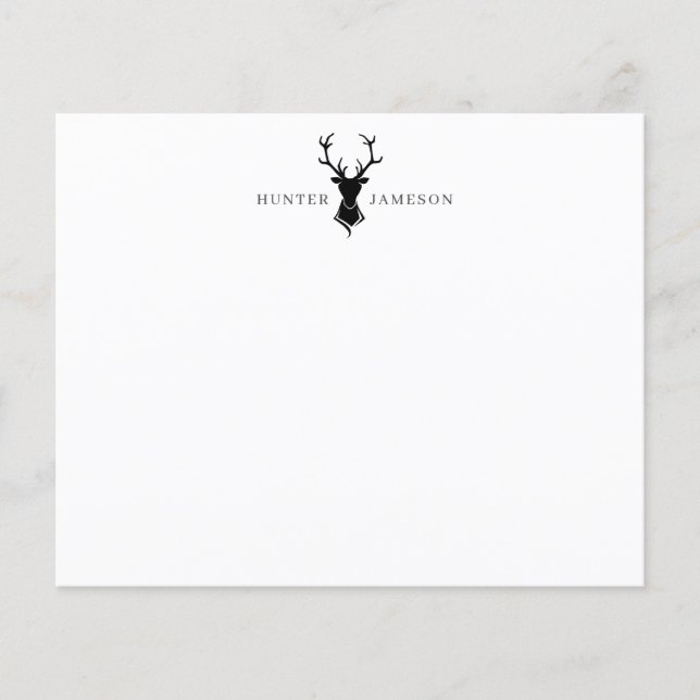 Deer Antlers Stag Head | Black Gray Monogram (Front)
