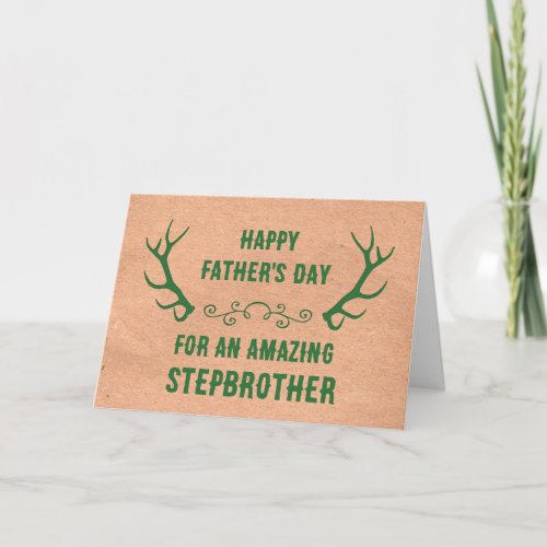 Deer Antlers Stepbrother Happy Fathers Day Card