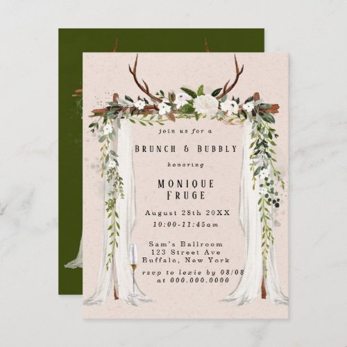 Deer Antlers White Canopy Brunch  Bubbly Invites