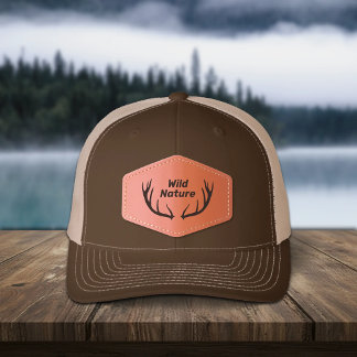 Deer Antlers & Wild Nature Leather Patch Hat