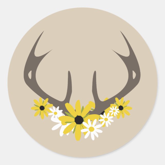 Deer Antlers + Wildflowers Sticker (Front)