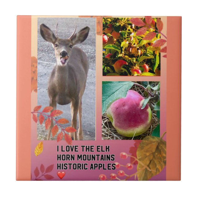 Deer Apple ❤️ Ceramic Tile (Front)