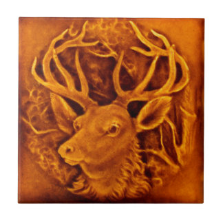 Deer Art Nouveau Ceramic Tile
