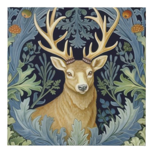 Deer art nouveau faux canvas print