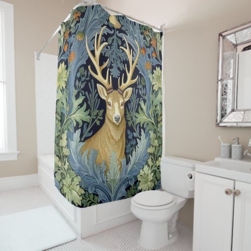 Deer art nouveau shower curtain