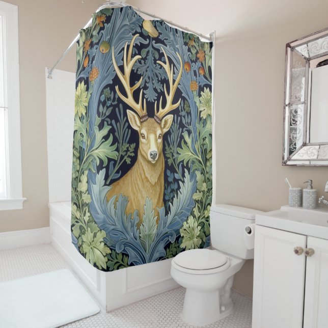 Deer art nouveau shower curtain (In Situ)