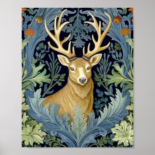 Deer art nouveau style poster