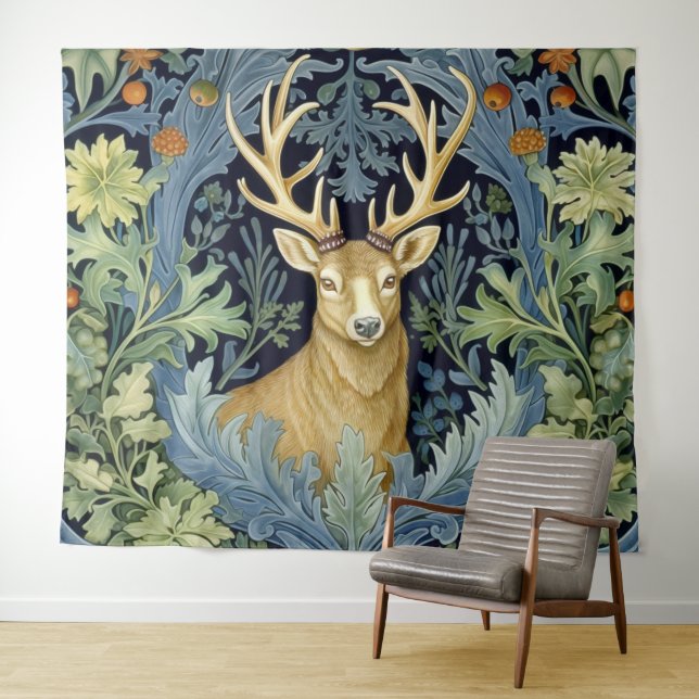 Deer art nouveau tapestry (In Situ (Horizontal))