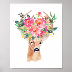 Deer art print, Bohemian wall art, Boho Decor