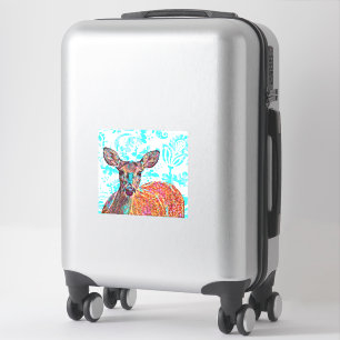 Deer Art Vintage Style Large Sticker