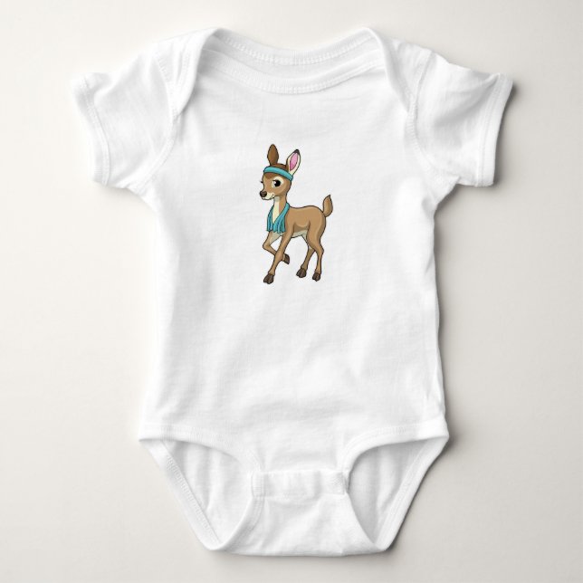 Deer at Fitness with Towel Baby Bodysuit (Front)