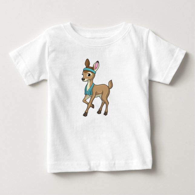 Deer at Fitness with Towel Baby T-Shirt (Front)