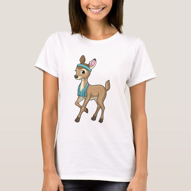 Deer at Fitness with Towel T-Shirt (Front)
