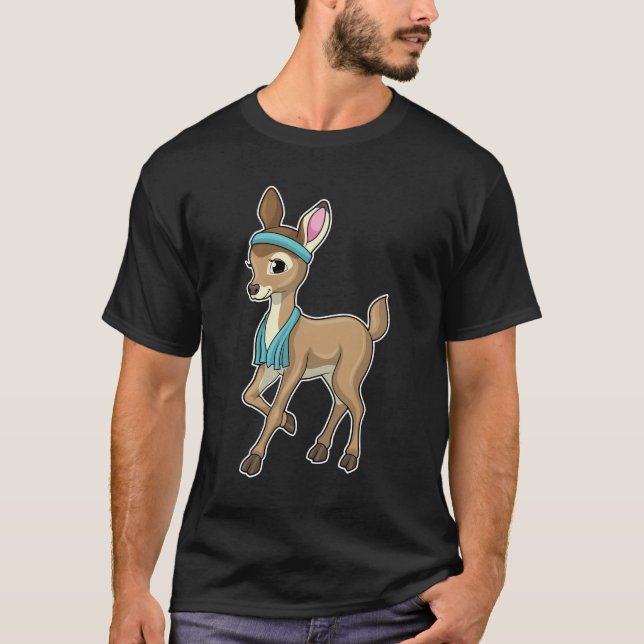 Deer at Fitness with Towel T-Shirt (Front)