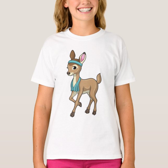 Deer at Fitness with Towel T-Shirt (Front)