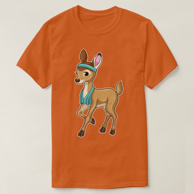 Deer at Fitness with Towel T-Shirt (Design Front)