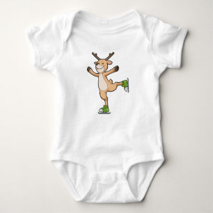 Deer at Ice skating with Ice skates Baby Bodysuit