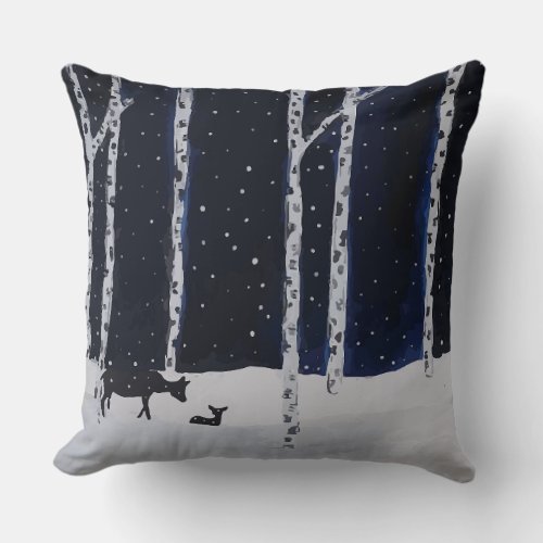 Deer at Midnight  Throw Pillow