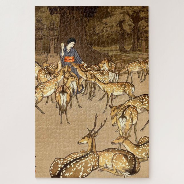 Deer at the Kasuga Shrine Yoshida Hiroshi 1928 Jigsaw Puzzle (Vertical)