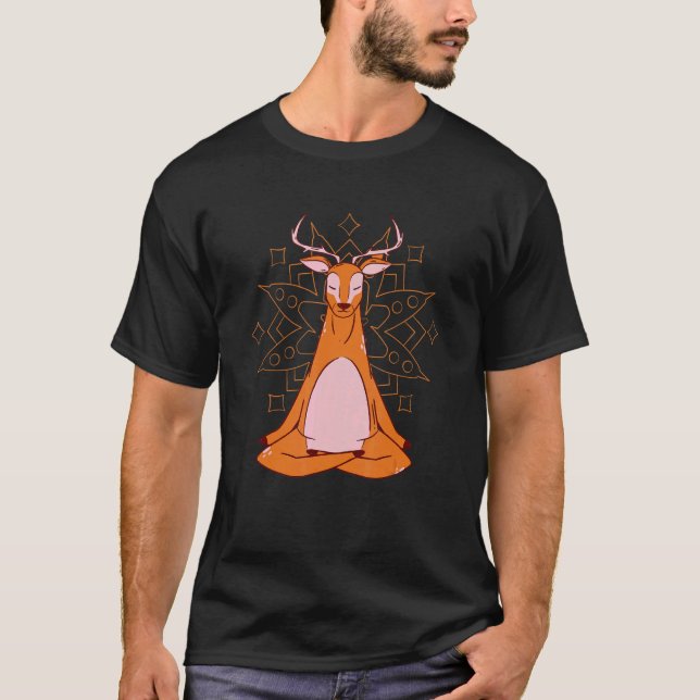Deer at yoga for meditation and mindfulness T-Shirt (Front)